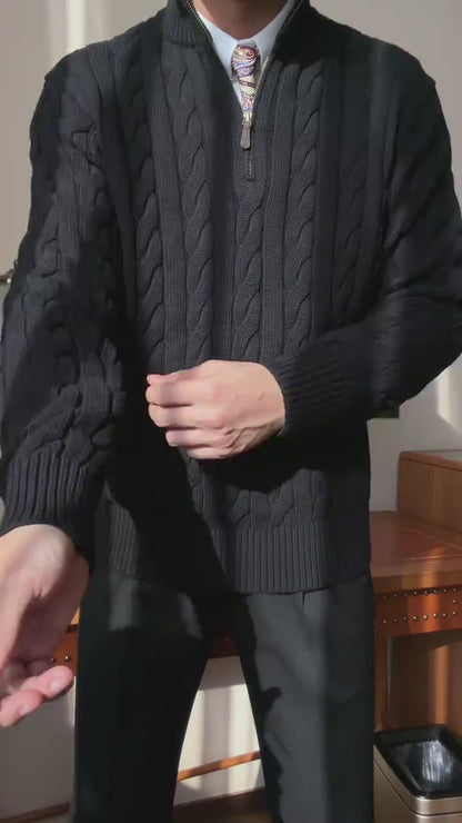Men’s Cable Knit Half-Zip Sweater