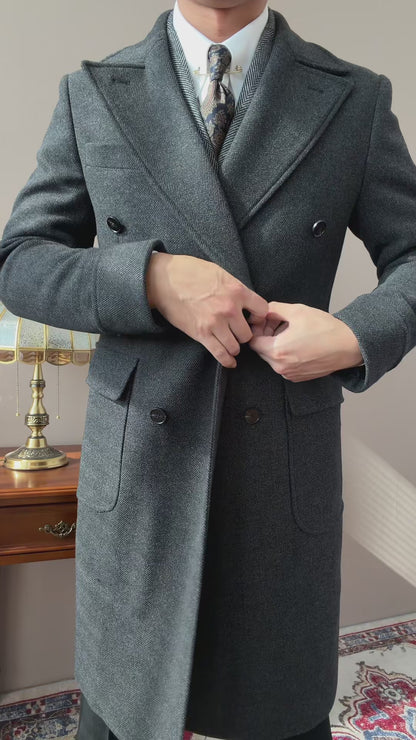 Wool Double-Breasted President Overcoat