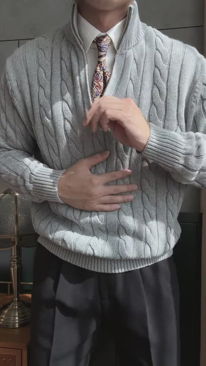 Men’s Cable Knit Half-Zip Sweater