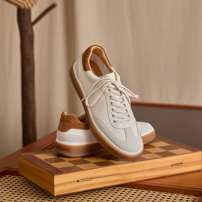 Suede Panel Leather Low-Top Trainers