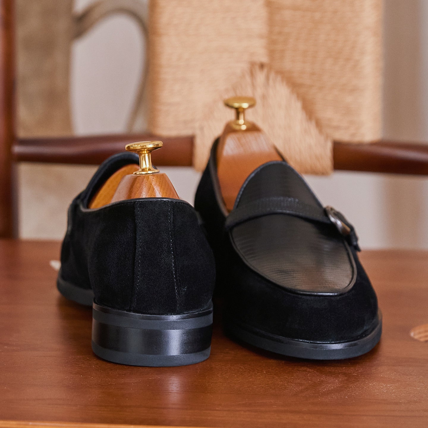 Embossed Leather Buckle-Strap Loafers BRABION