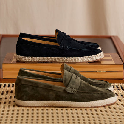 Sheepskin Suede Espadrille Penny Loafers BRABION