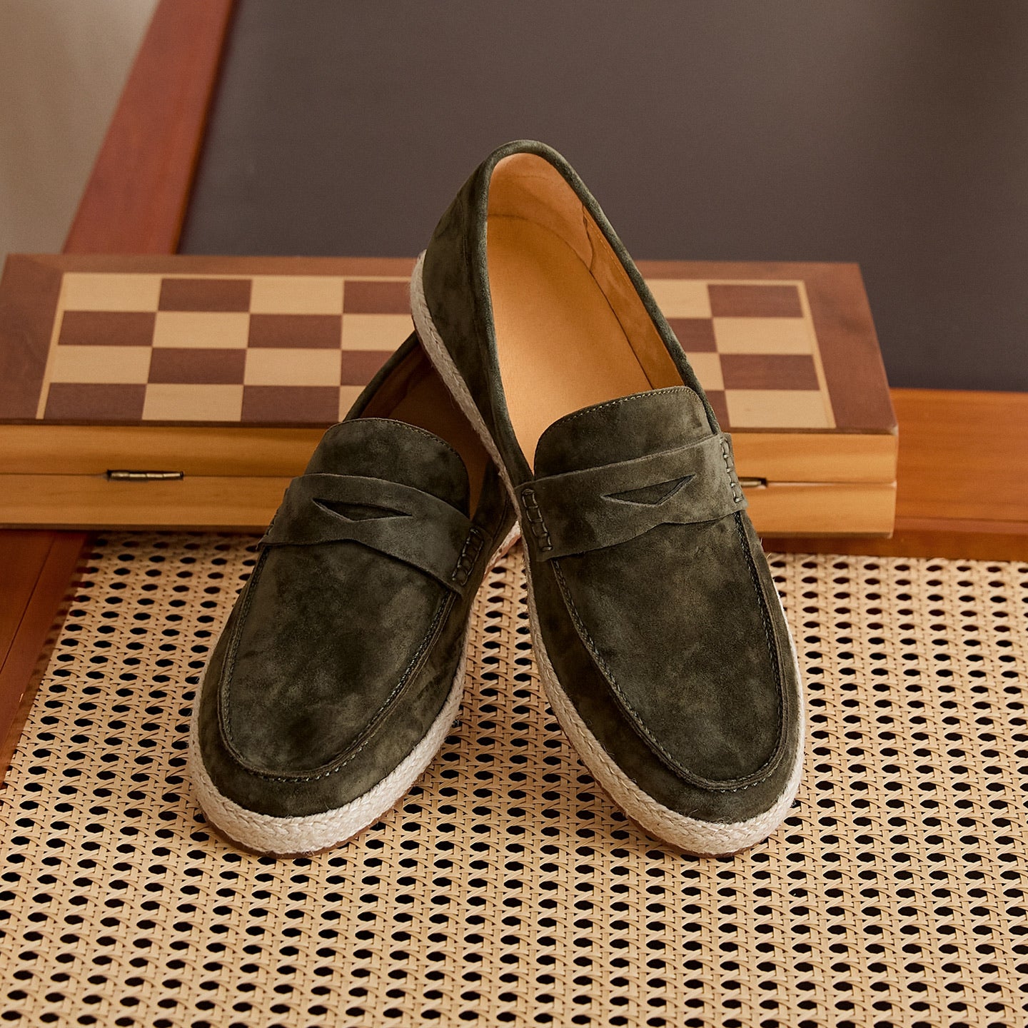 Sheepskin Suede Espadrille Penny Loafers BRABION