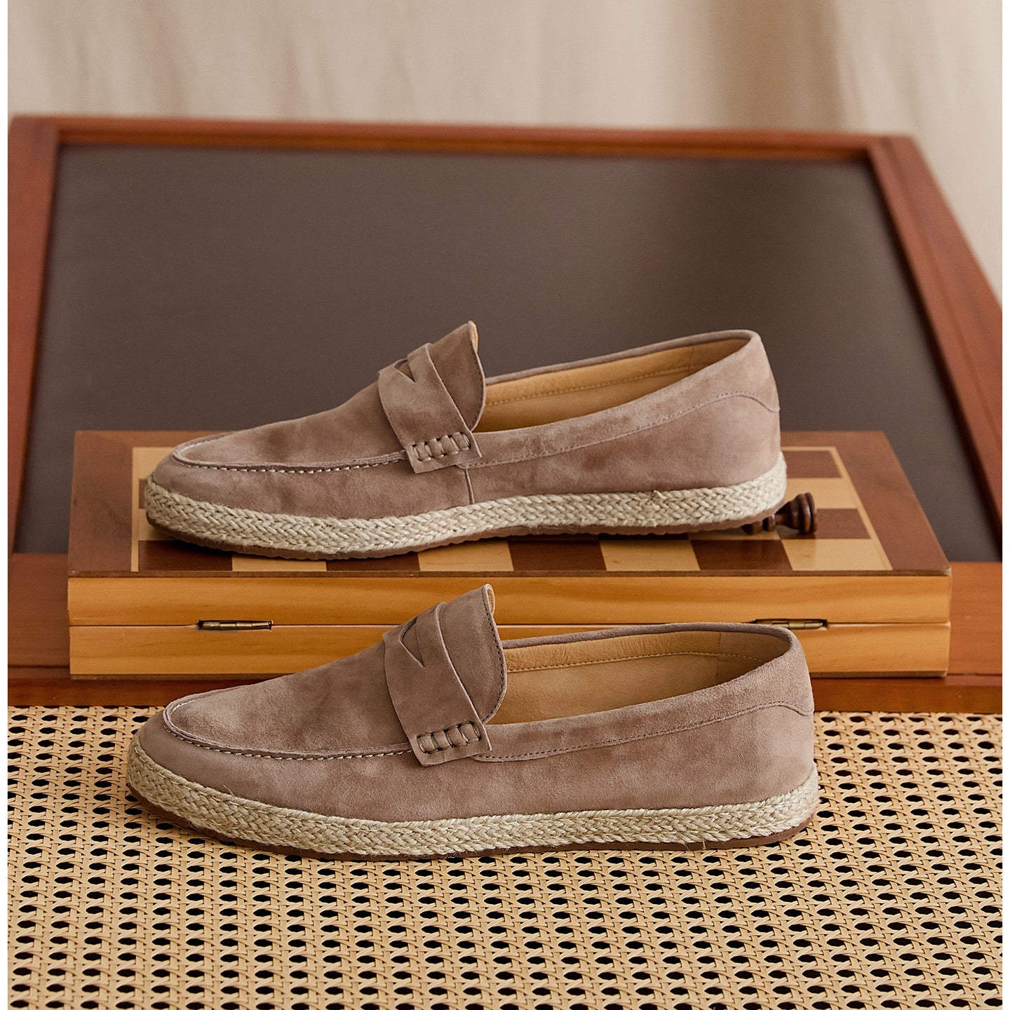 Sheepskin Suede Espadrille Penny Loafers BRABION