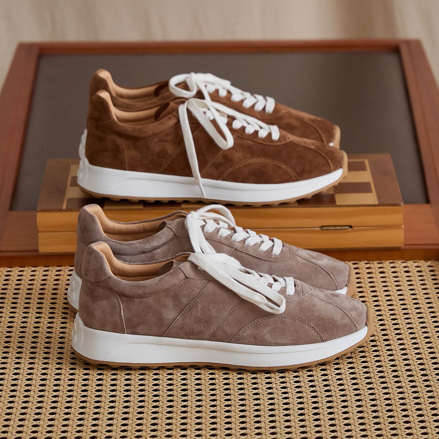 Sheepskin Suede Panelled Low-Profile Sneakers BRABION