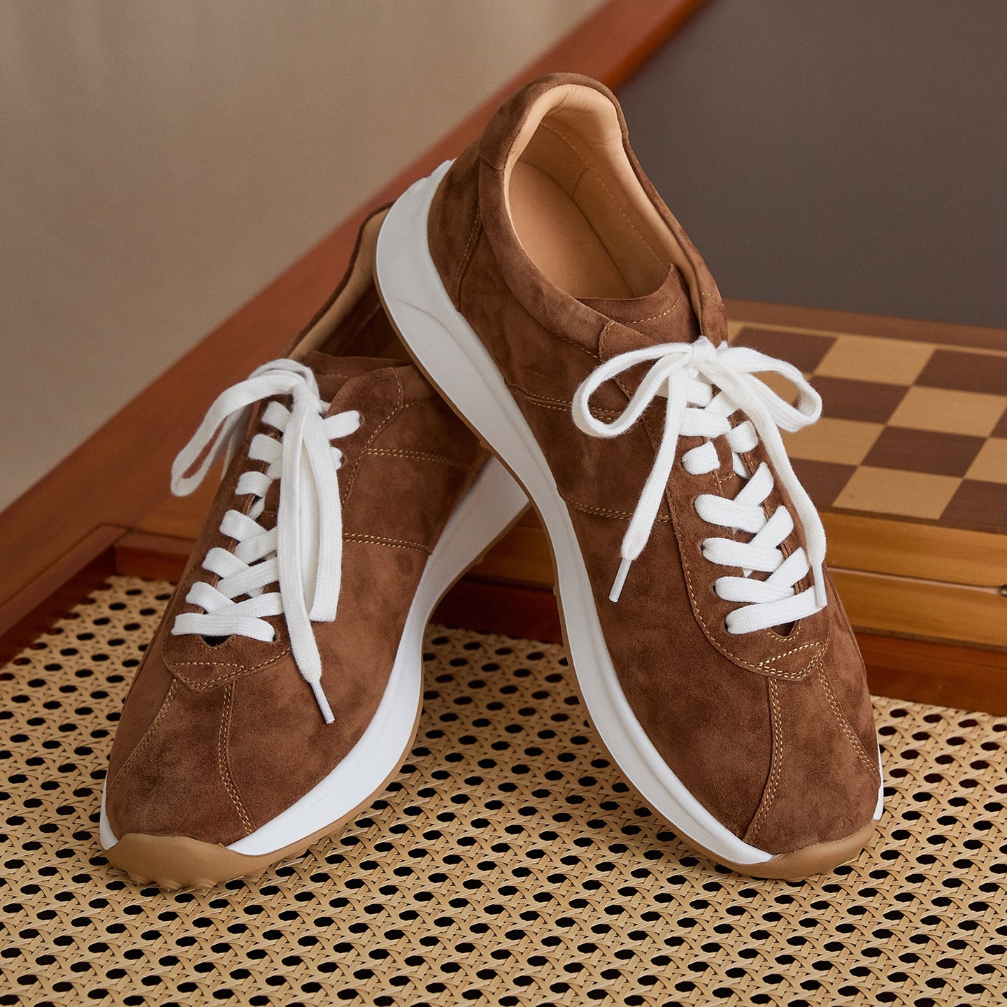 Sheepskin Suede Panelled Low-Profile Sneakers BRABION