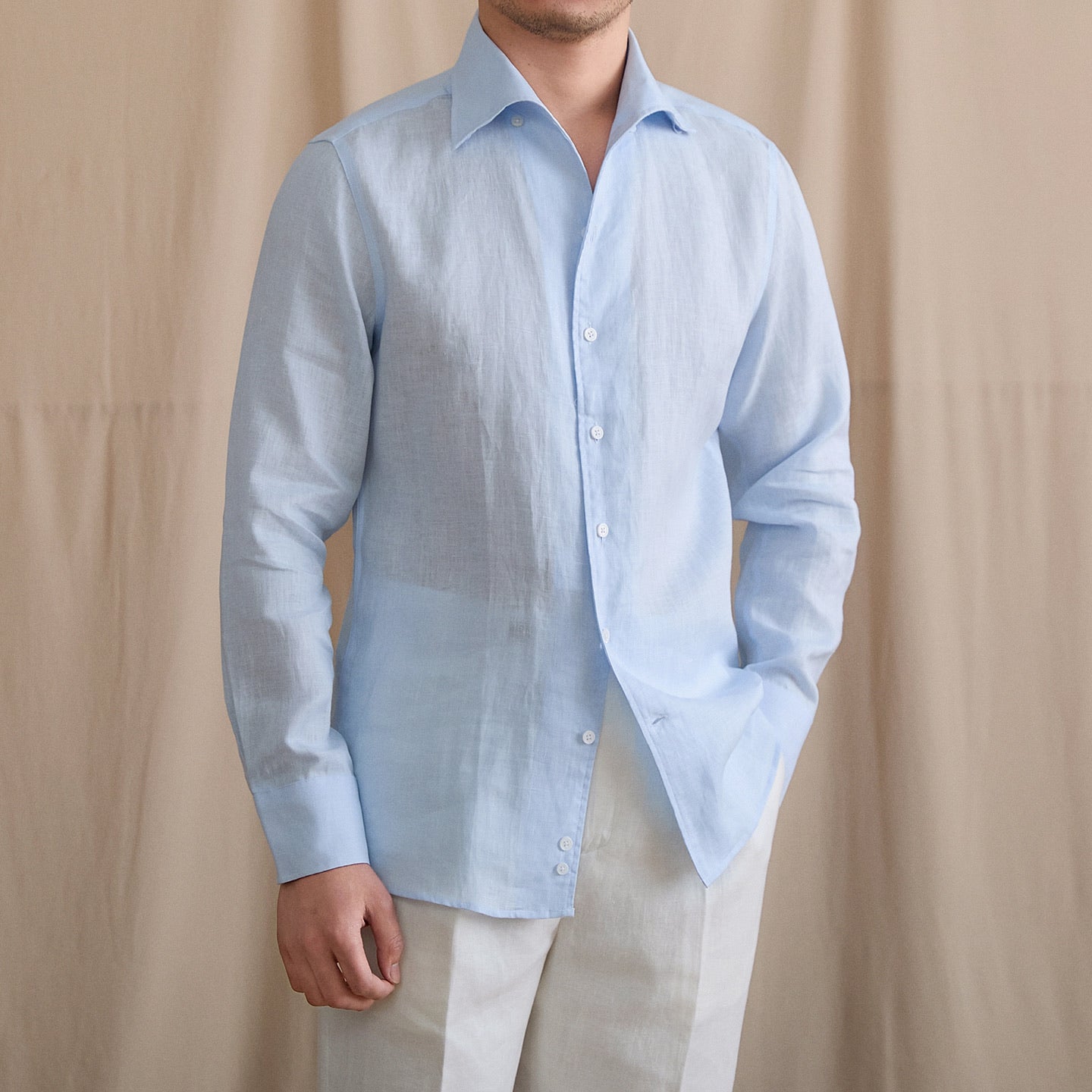 Linen Cutaway Collar Shirt