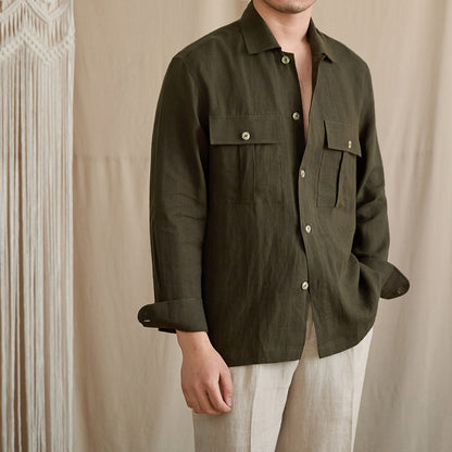 Linen Two-Pocket Camp Shirt