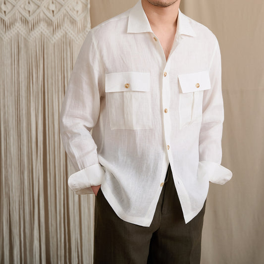 Linen Two-Pocket Camp Shirt