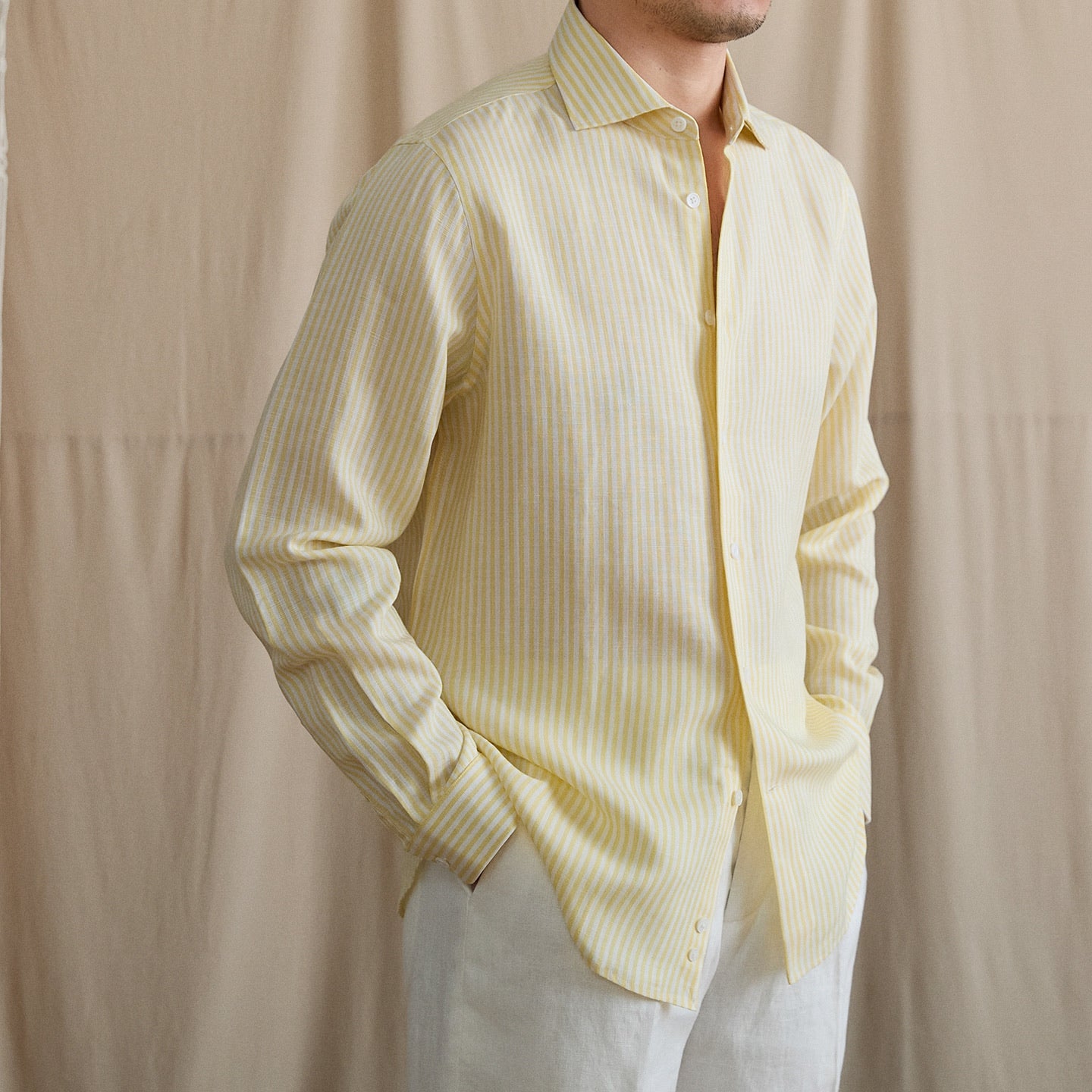 Linen Blend Striped Shirt