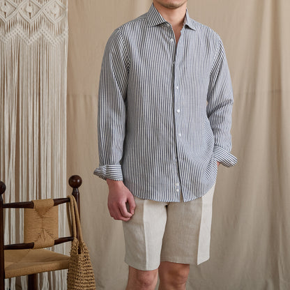 Linen Blend Striped Shirt