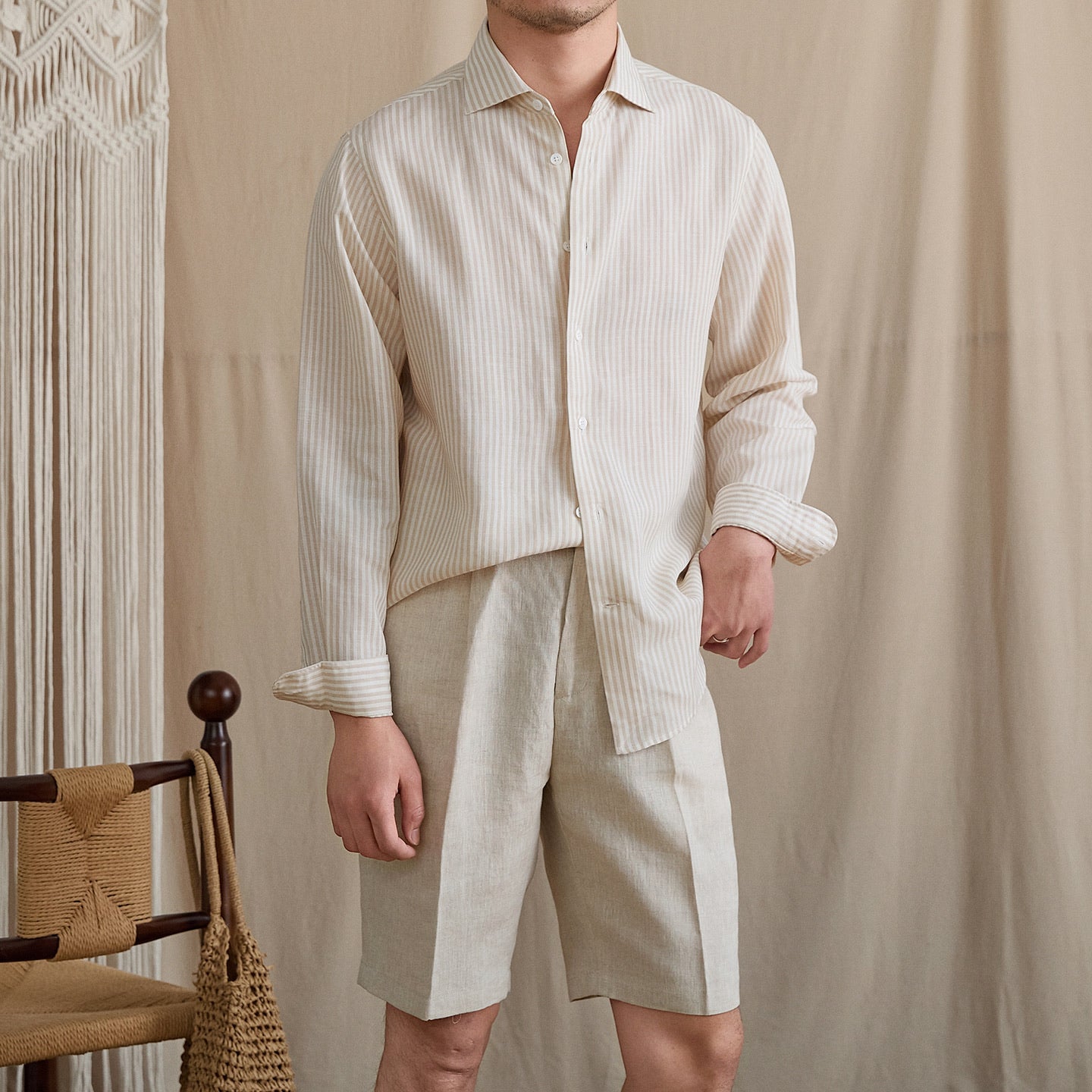 Linen Blend Striped Shirt