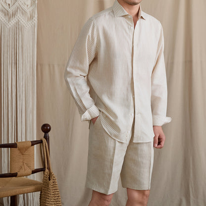 Linen Blend Striped Shirt