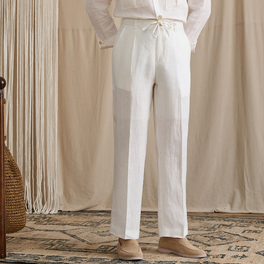 Pleated Linen Drawstring Pants BRABION