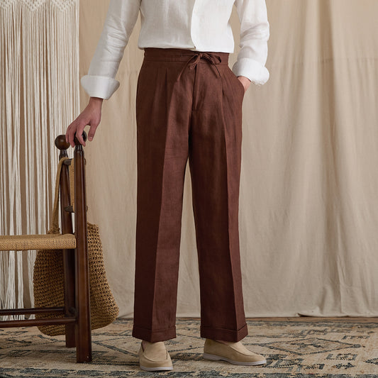 Pleated Linen Wide Pants BRABION
