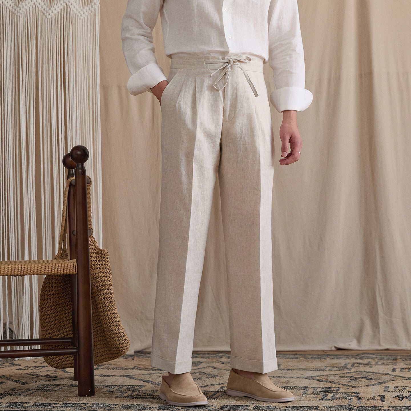 Pleated Linen Wide Pants BRABION