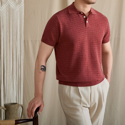 Pointelle Openwork Knit Polo