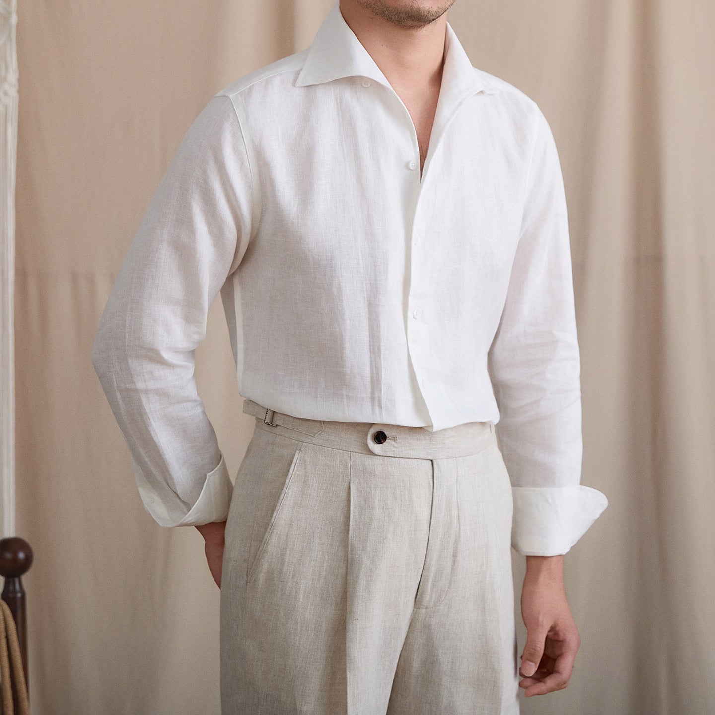 Linen Cutaway Collar Shirt