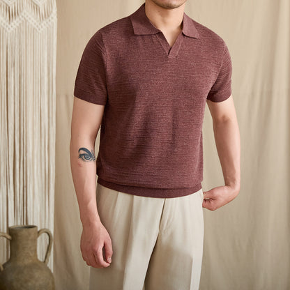 Open-Collar Textured Knit Polo BRABION
