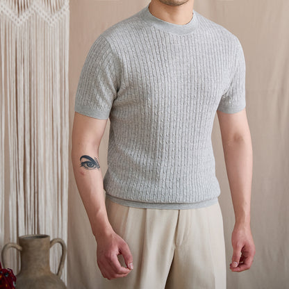 Vertical Cable Knit Crew Tee BRABION