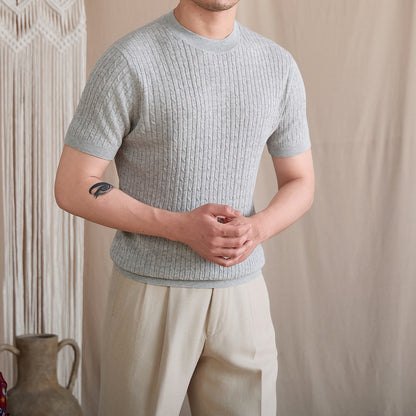 Vertical Cable Knit Crew Tee BRABION