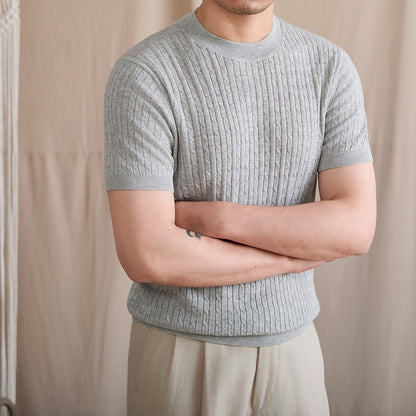 Vertical Cable Knit Crew Tee BRABION