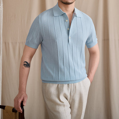Linen Ribbed Knit Slim-Fit Polo BRABION
