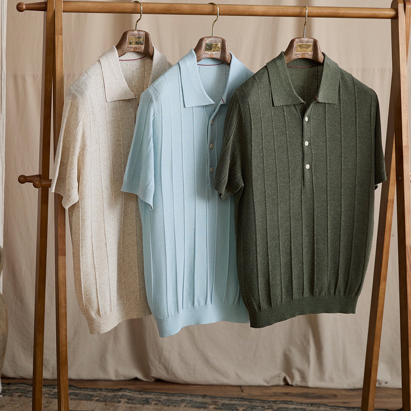 Linen Ribbed Knit Slim-Fit Polo BRABION