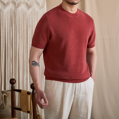 Fine-Gauge Ribbed Knit Crew Tee BRABION