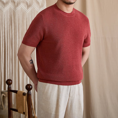 Fine-Gauge Ribbed Knit Crew Tee BRABION