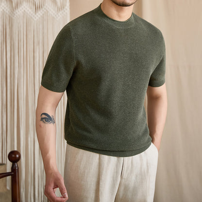 Fine-Gauge Ribbed Knit Crew Tee BRABION