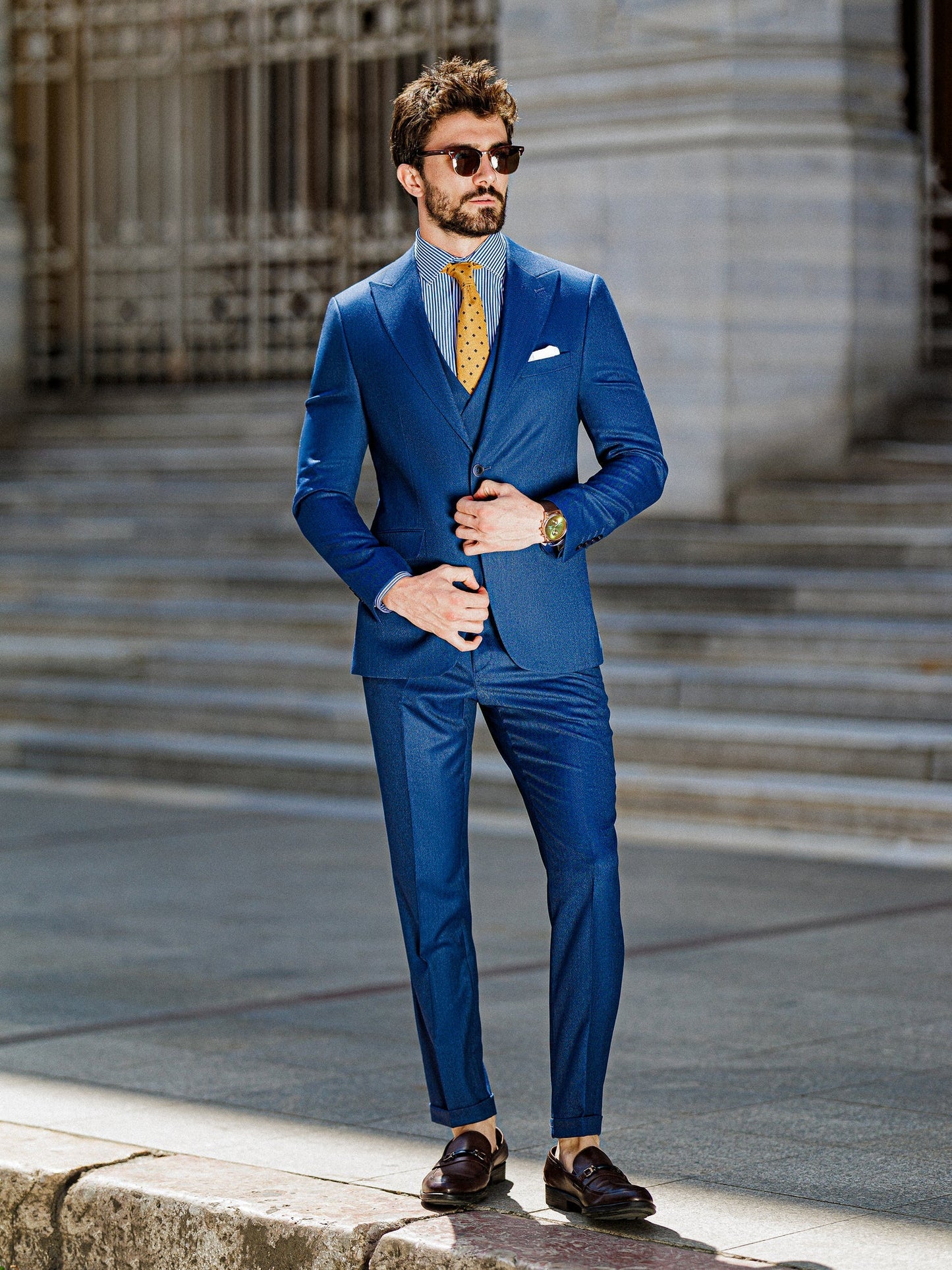 Blue Slim-Fit Suit 3-Piece VIOSSI