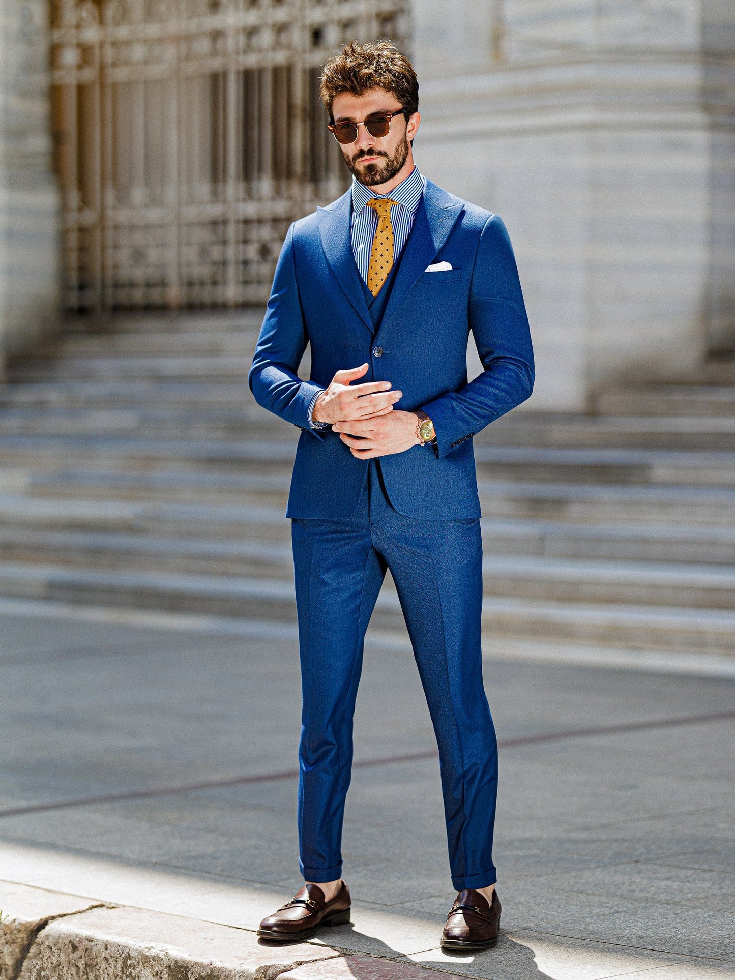 Blue Slim-Fit Suit 3-Piece VIOSSI
