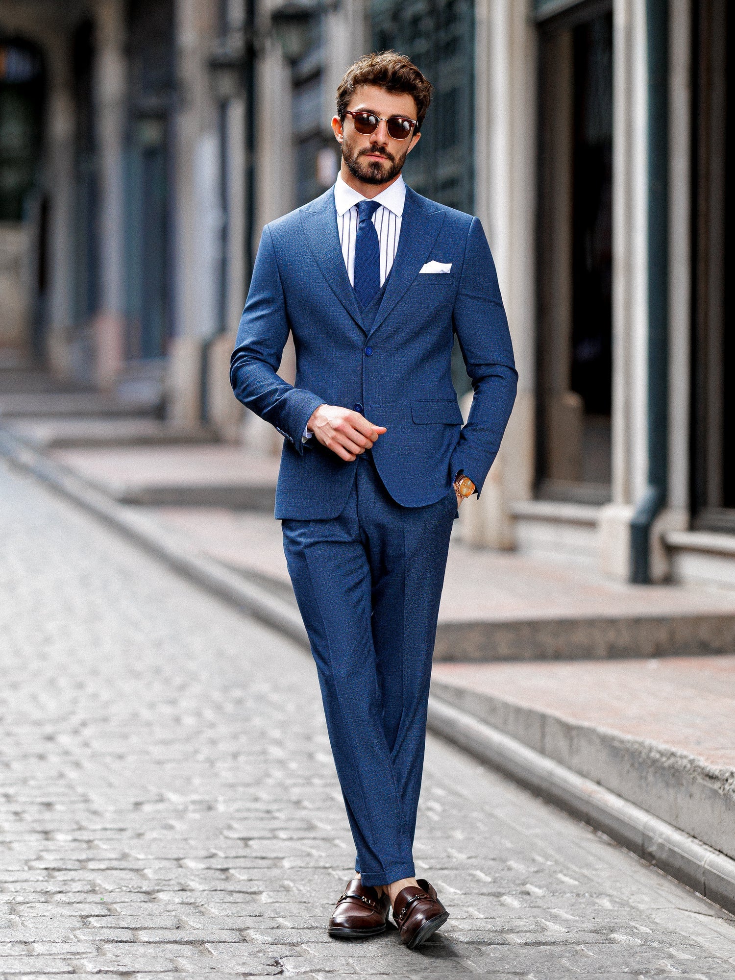 Navy Slim-Fit Suit 3-Piece VIOSSI