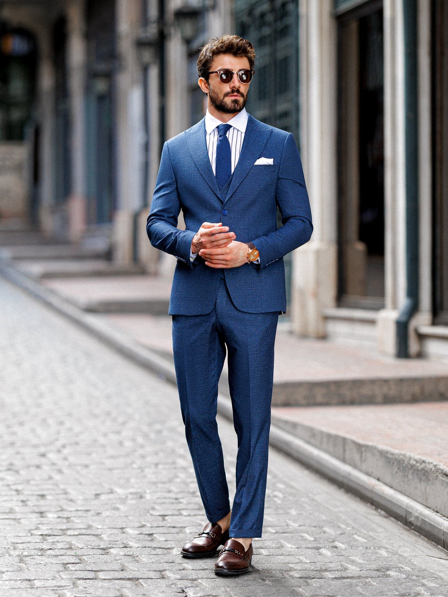 Navy Slim-Fit Suit 3-Piece VIOSSI