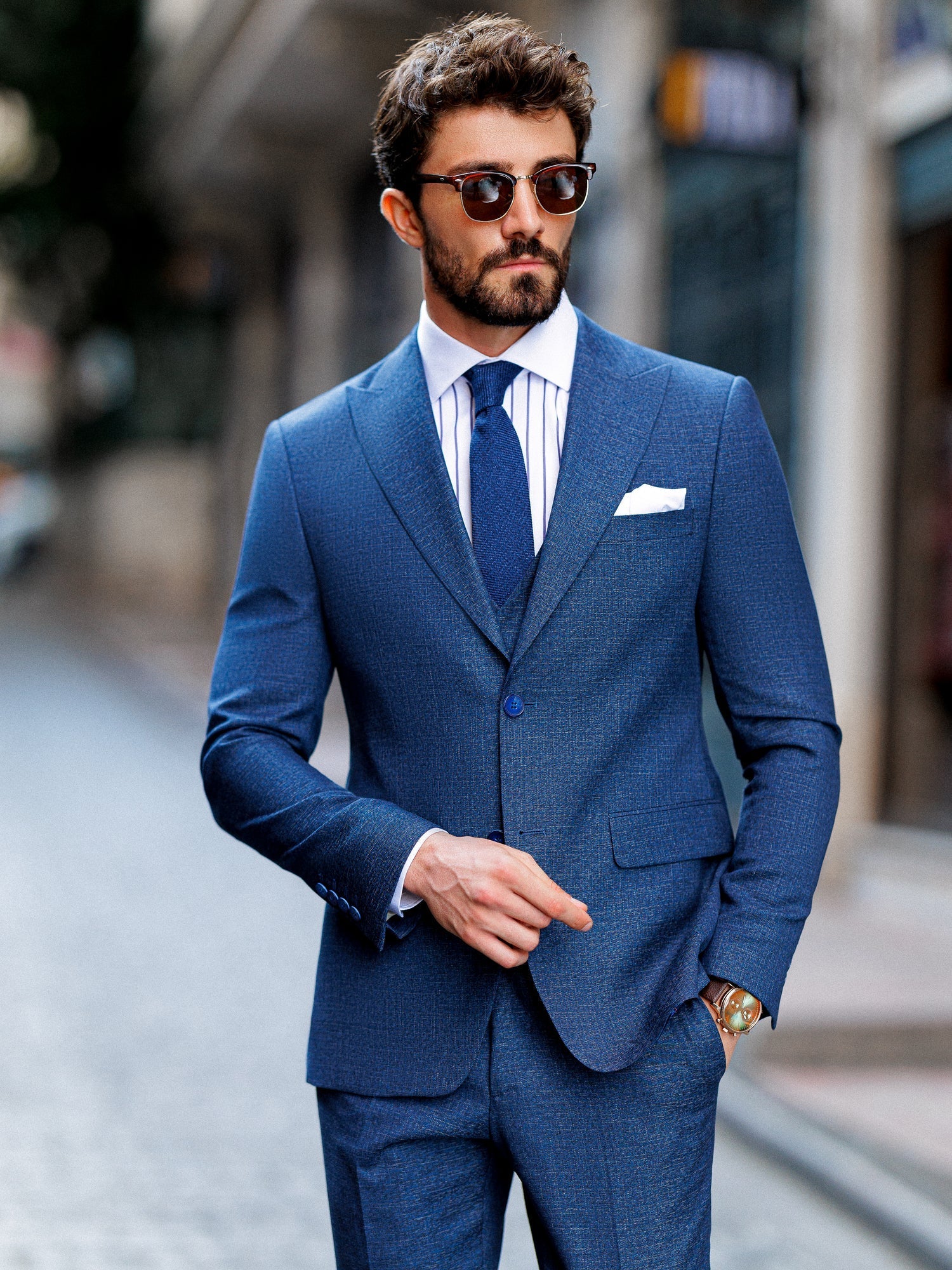 Navy Slim-Fit Suit 3-Piece VIOSSI