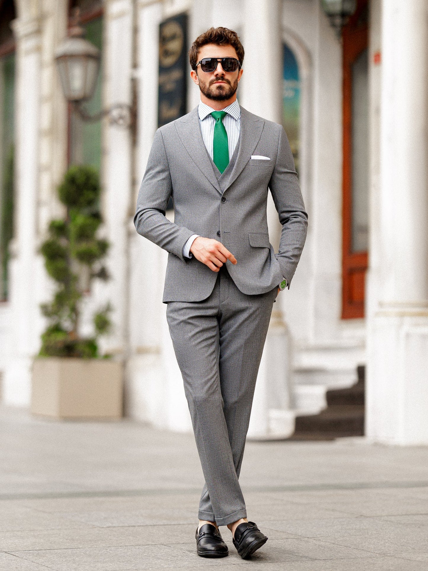 Grey Slim-Fit Suit 3-Piece VIOSSI