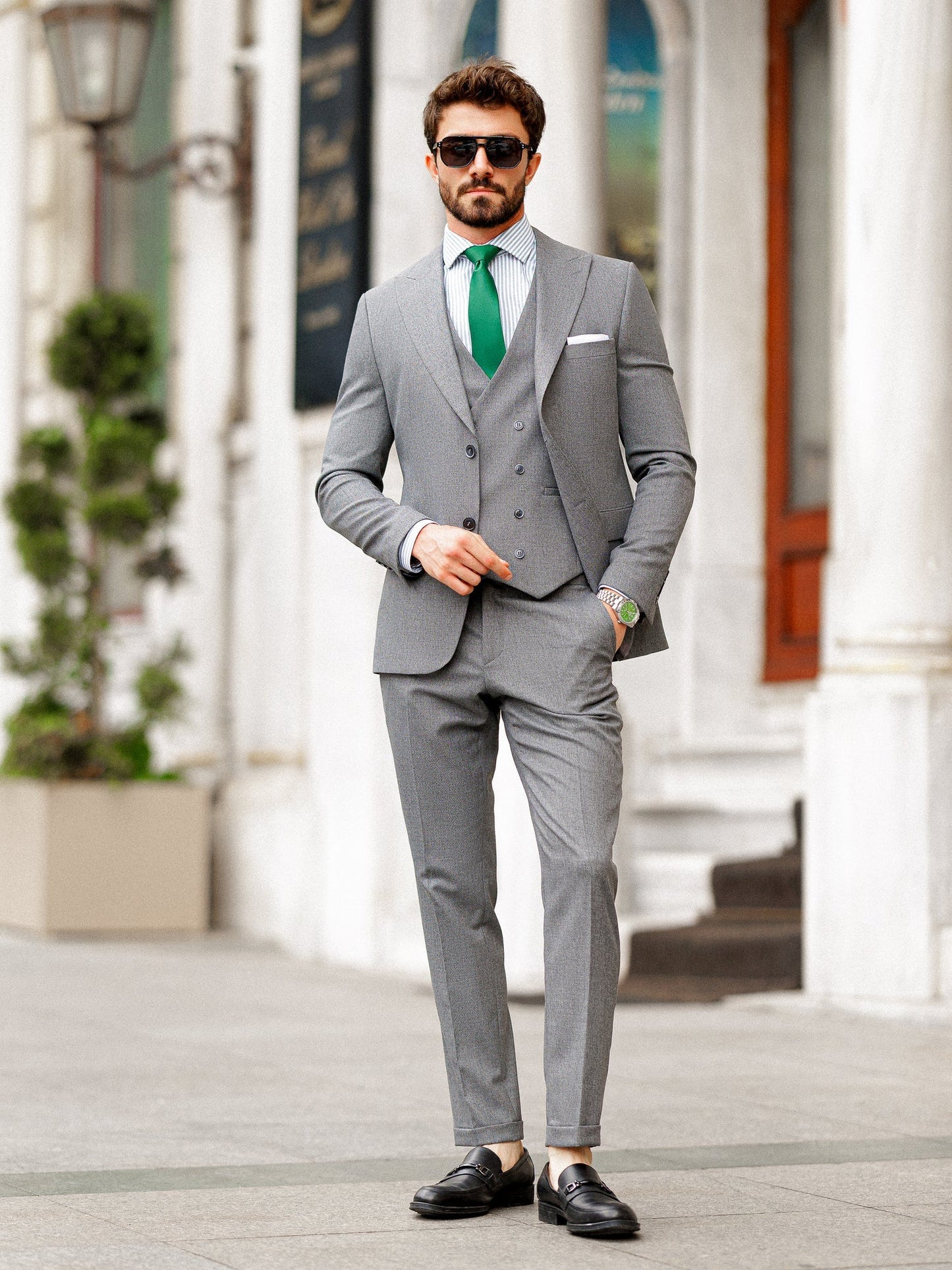Grey Slim-Fit Suit 3-Piece VIOSSI
