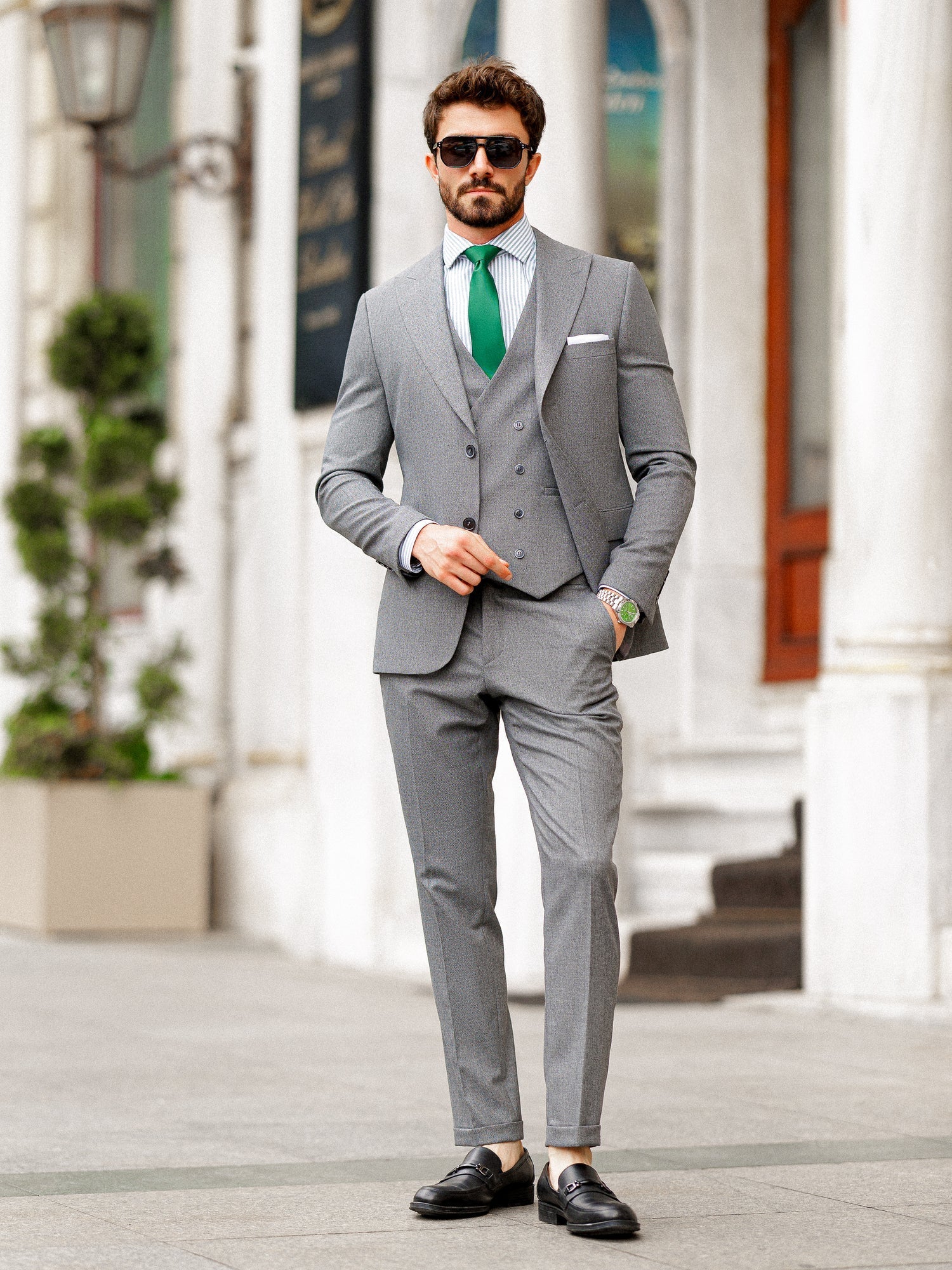 Grey Slim-Fit Suit 3-Piece VIOSSI