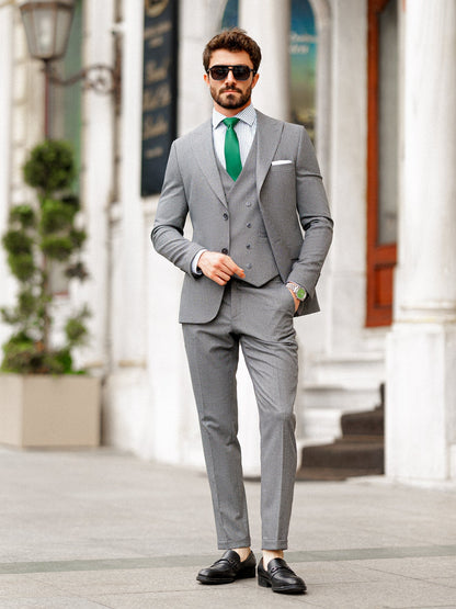 Grey Slim-Fit Suit 3-Piece VIOSSI