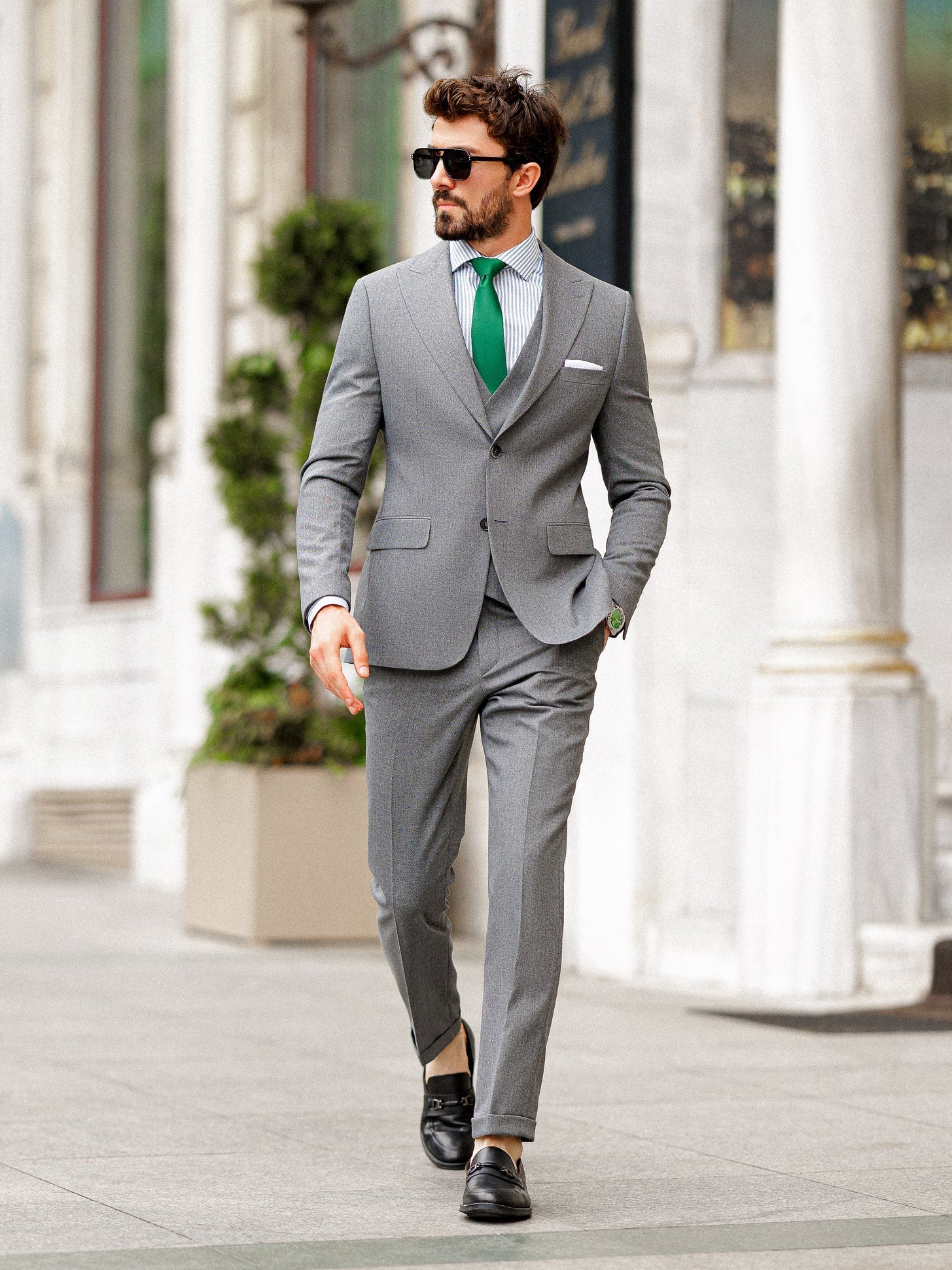 Grey Slim-Fit Suit 3-Piece VIOSSI