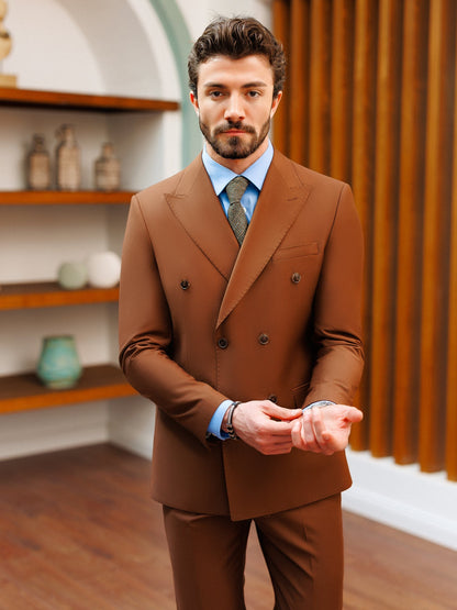 Brown Double Breasted Suit 2-Piece VIOSSI