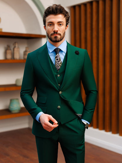 Green Slim-Fit Suit 3-Piece VIOSSI