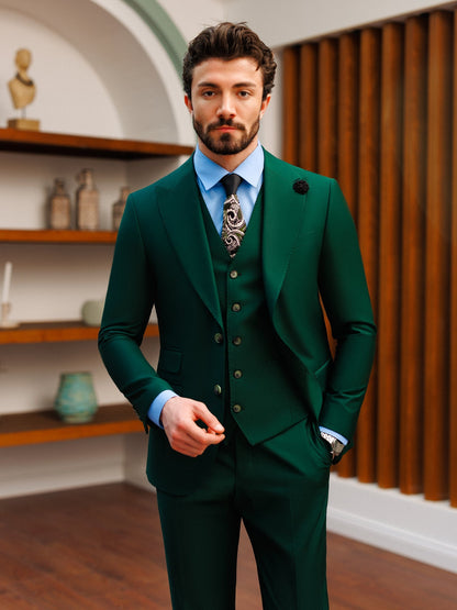Green Slim-Fit Suit 3-Piece VIOSSI