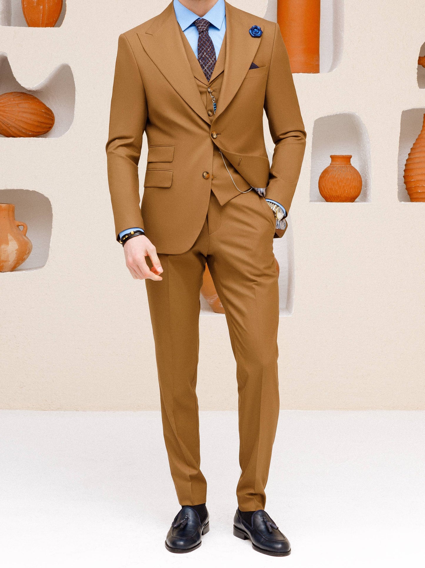 Brown Slim-Fit Suit 3-Piece VIOSSI