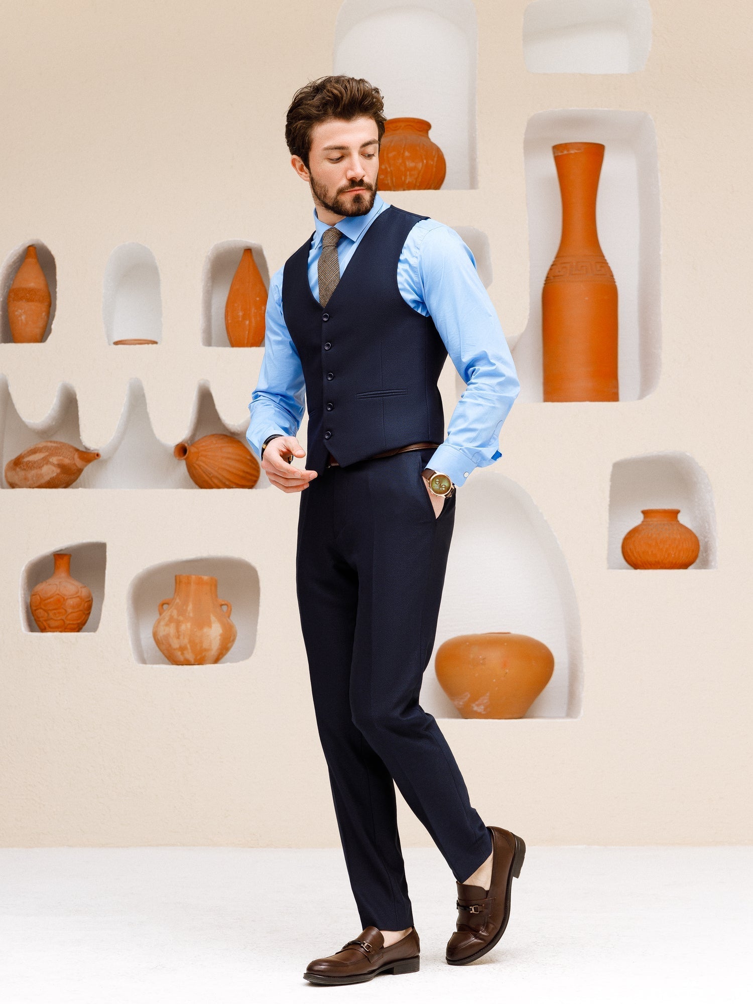 Navy Slim-Fit Suit 3-Piece VIOSSI