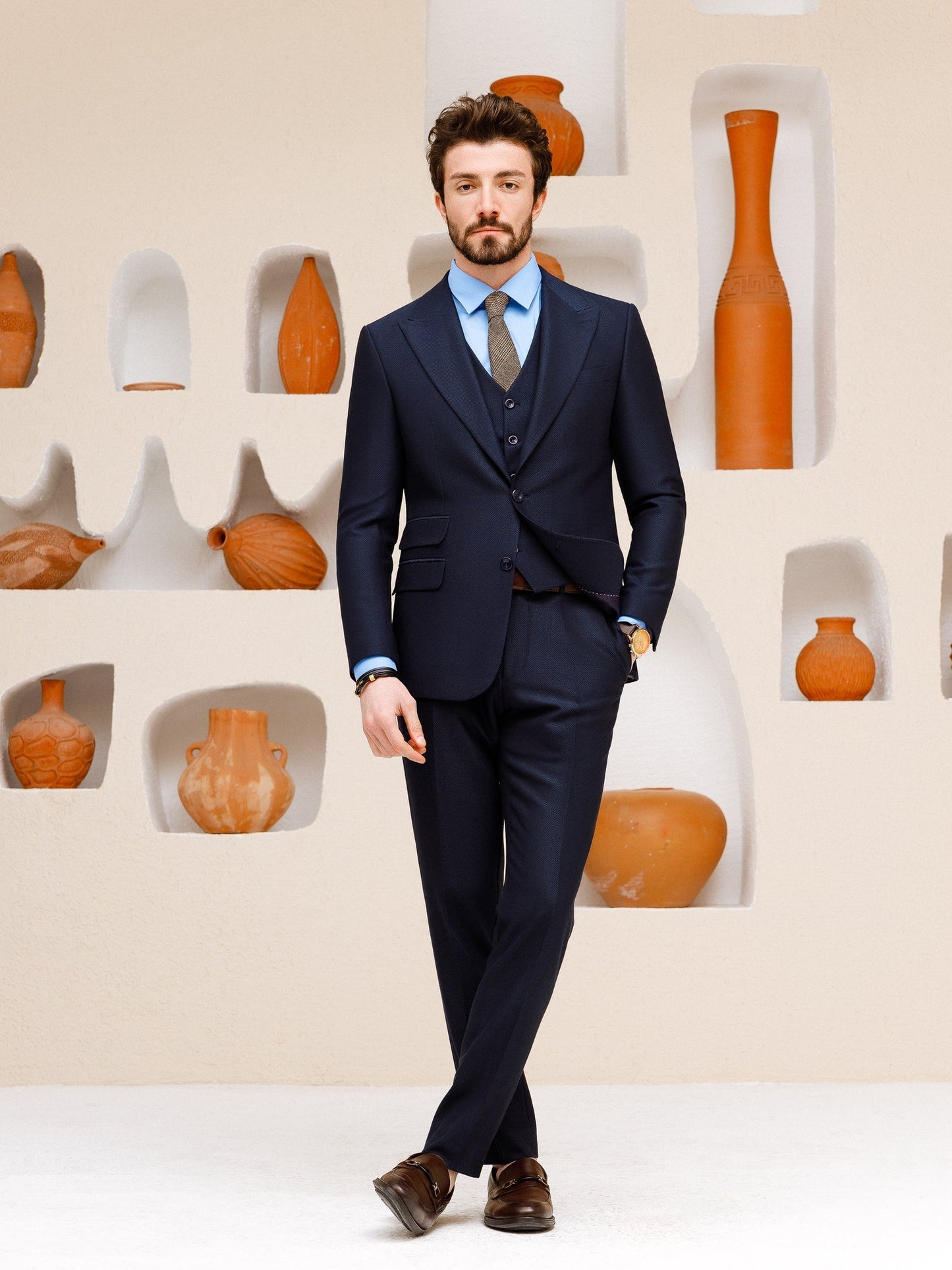 Navy Slim-Fit Suit 3-Piece VIOSSI