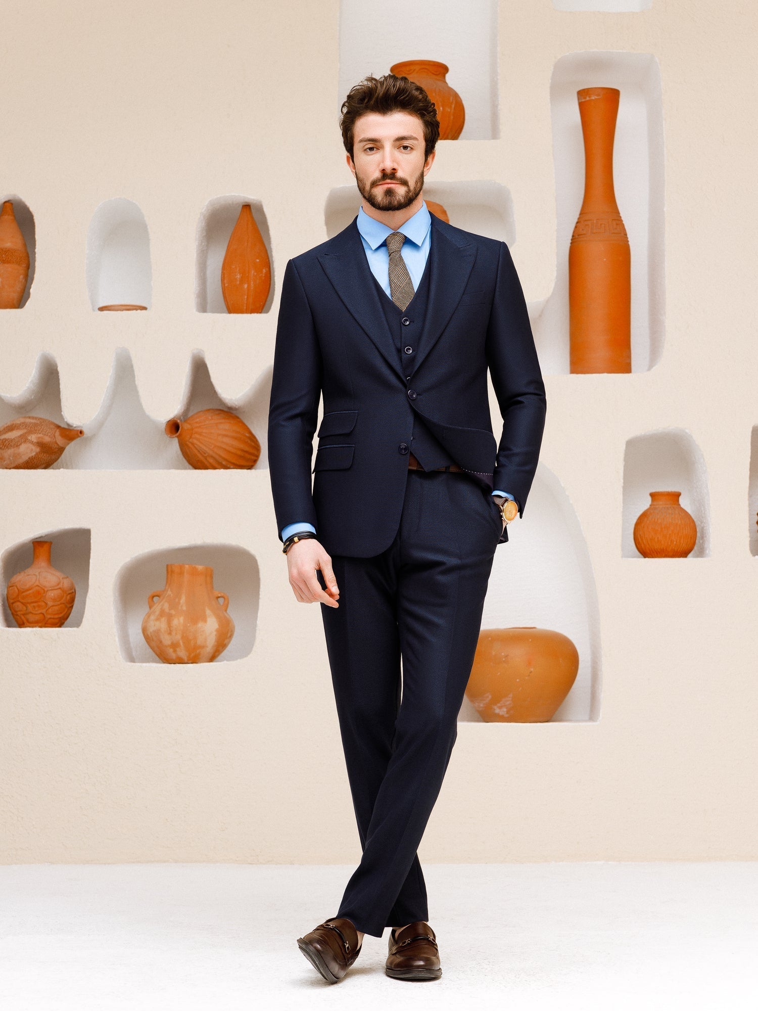 Navy Slim-Fit Suit 3-Piece VIOSSI