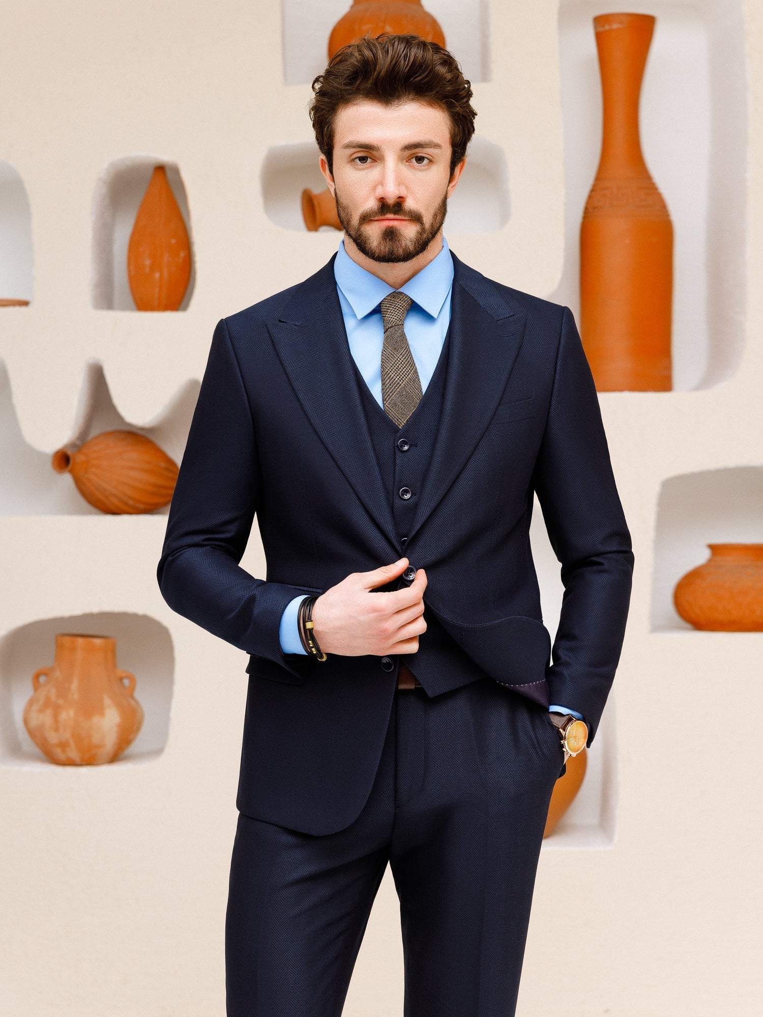 Navy Slim-Fit Suit 3-Piece VIOSSI