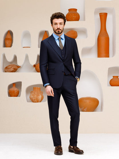 Navy Slim-Fit Suit 3-Piece VIOSSI